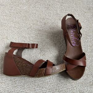 Blowfish Brown Wedge Sandals with Cork Heel